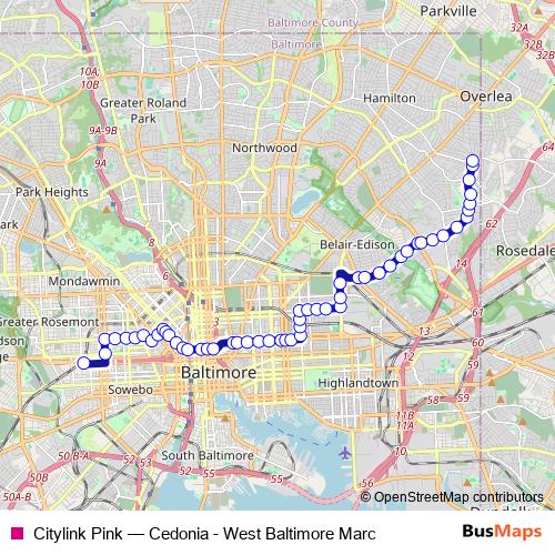 Citylink Pink bus Line Map