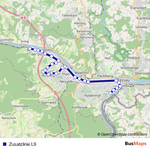 Zusatzlinie L9 bus Line Map