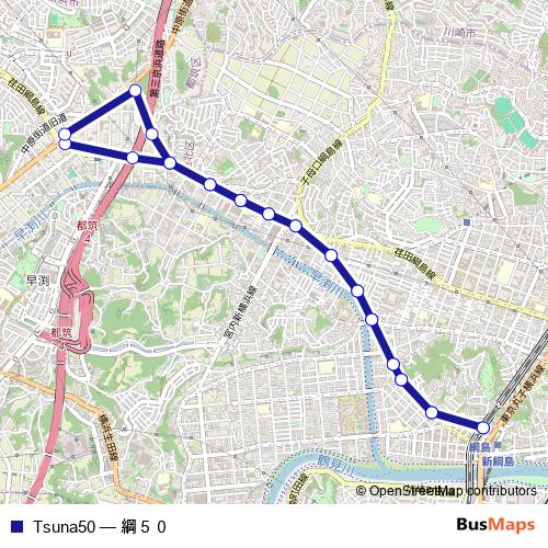 Tsuna50 bus Line Map
