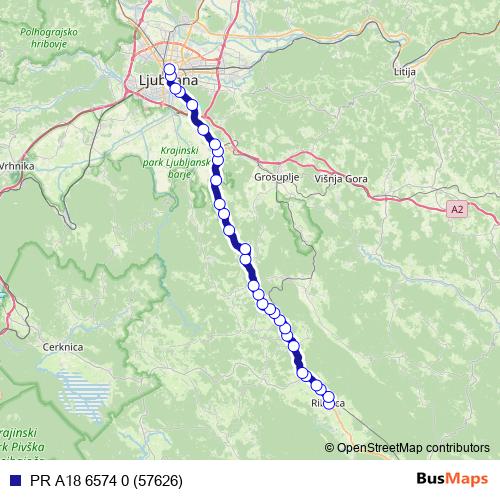 PR A18 6574 0 (57626) bus Line Map