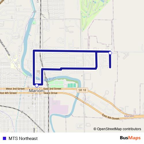 MTS Northeast bus Line Map
