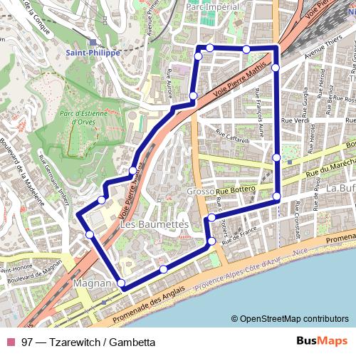 97 bus Line Map