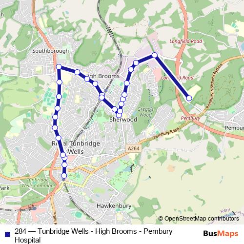 284 bus Line Map