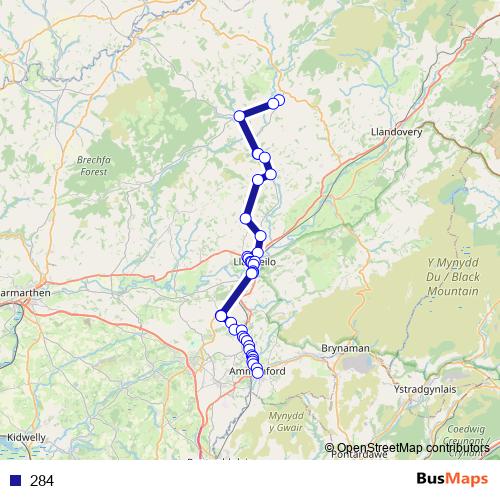 284 bus Line Map