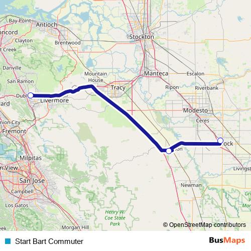 Start Bart Commuter bus Line Map