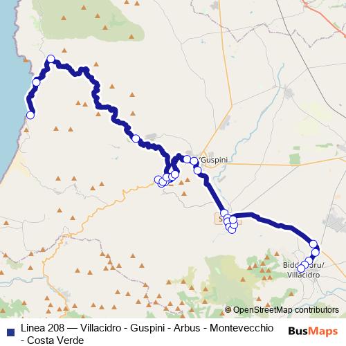 Linea 208 bus Line Map