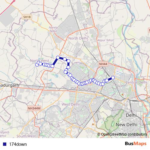 174down bus Line Map