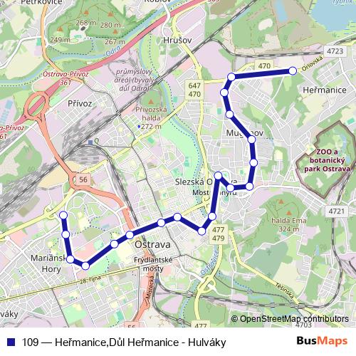 109 trolleybus Line Map
