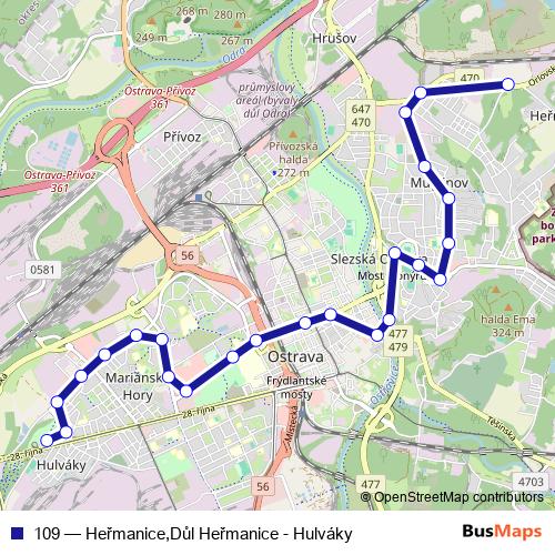 109 trolleybus Line Map