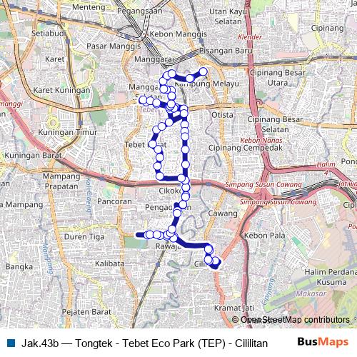 Jak.43b bus Line Map
