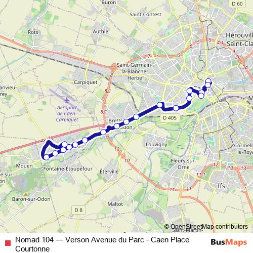 Nomad 104 bus Line Map