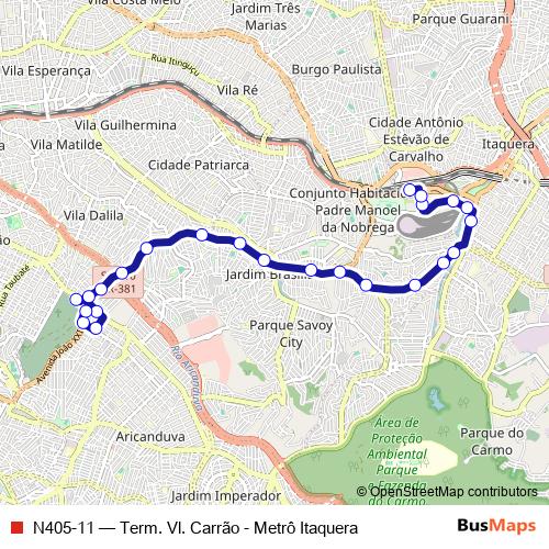 N405-11 bus Line Map