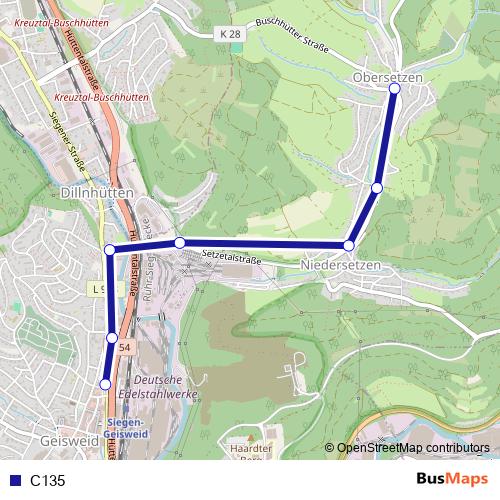 C135 bus Line Map