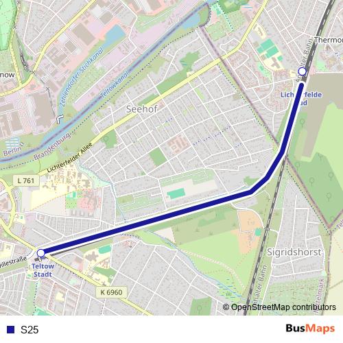 S25 bus Line Map