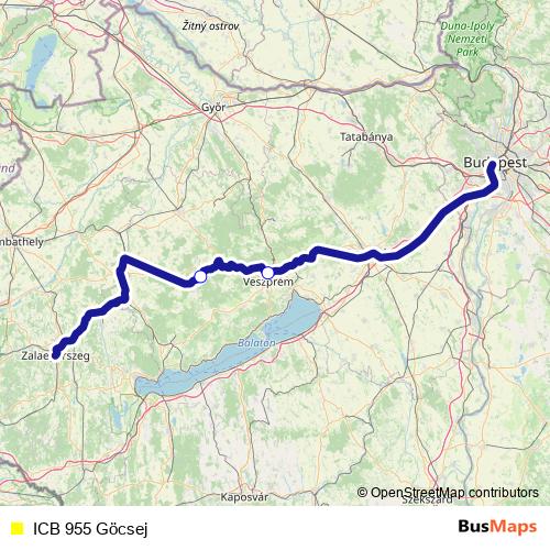 ICB 955 Göcsej bus Line Map