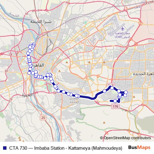 CTA 730 bus Line Map