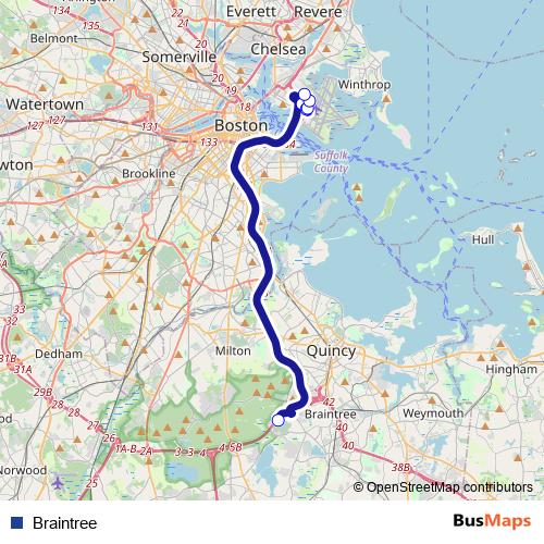 Braintree bus Line Map