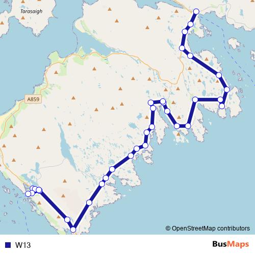 W13 bus Line Map
