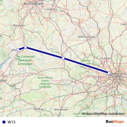W13 bus Line Map