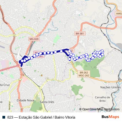 823 bus Line Map