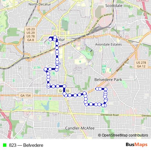 823 bus Line Map