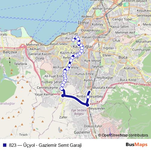 823 bus Line Map