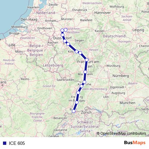ICE 605 rail Line Map
