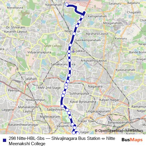 298 Nitte-HBL-Sbs bus Line Map