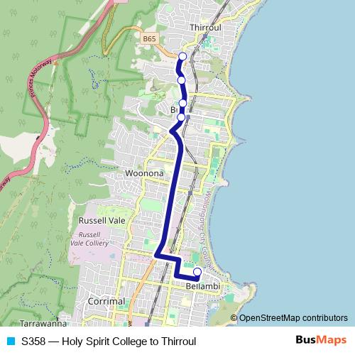 S358 bus Line Map