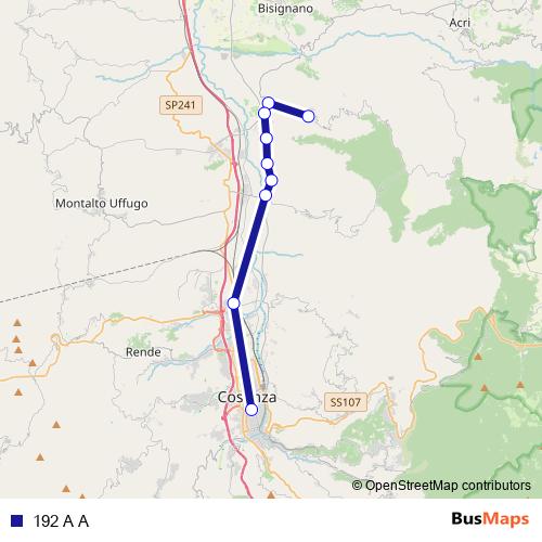 192 A A bus Line Map
