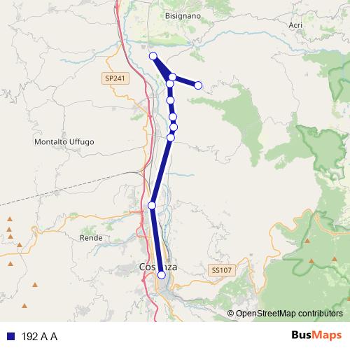 192 A A bus Line Map