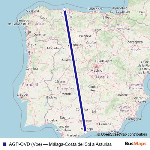 AGP-OVD (Voe) air Line Map