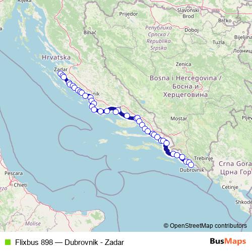 Flixbus 898 bus Line Map