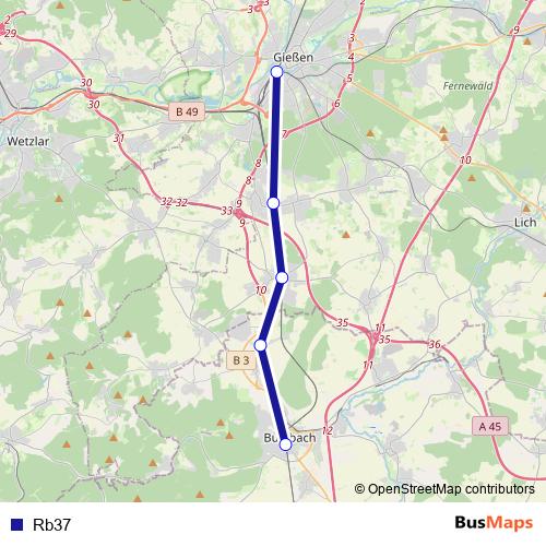 Rb37 bus Line Map