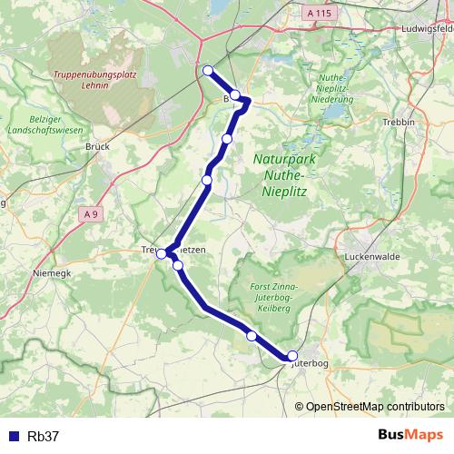 Rb37 bus Line Map