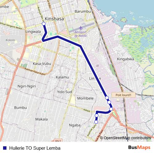 Huilerie TO Super Lemba bus Line Map