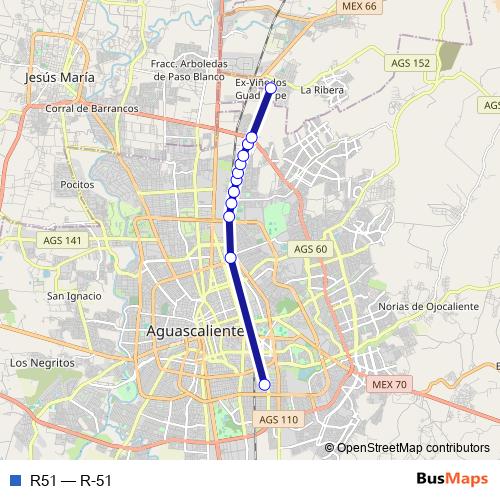 R51 bus Line Map