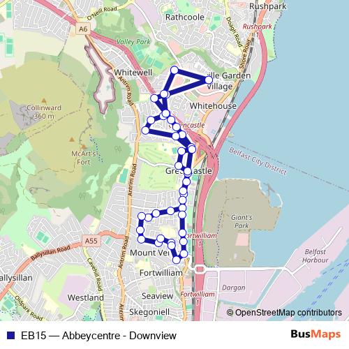 EB15 bus Line Map