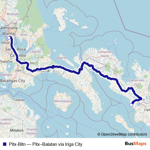 Pitx-Bltn bus Line Map