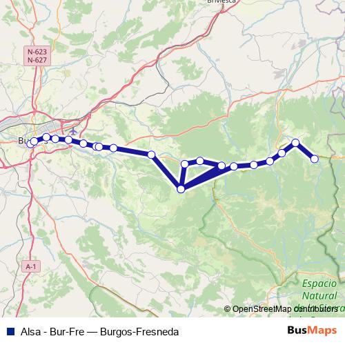 Alsa - Bur-Fre bus Line Map