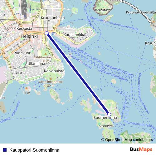 Kauppatori-Suomenlinna ferry Line Map