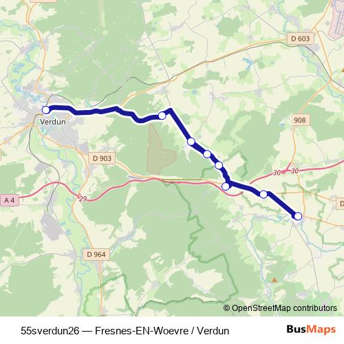 55sverdun26 bus Line Map
