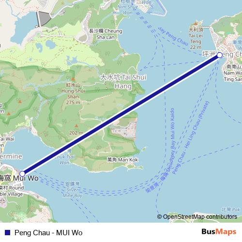 Peng Chau - MUI Wo ferry Line Map