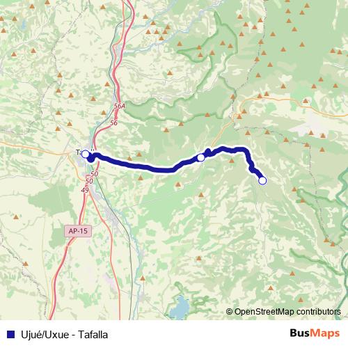 Ujué/Uxue - Tafalla bus Line Map