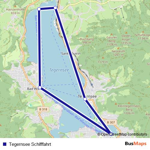 Tegernsee Schifffahrt ferry Line Map