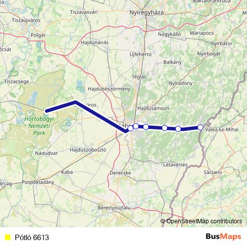 Pótló 6613 bus Line Map