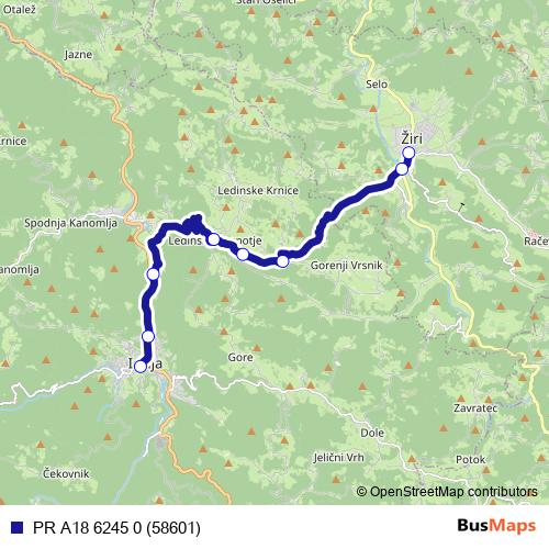 PR A18 6245 0 (58601) bus Line Map