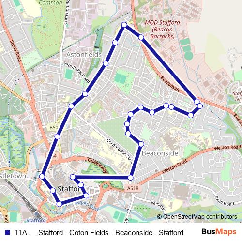 11A bus Line Map
