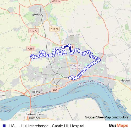 11A bus Line Map