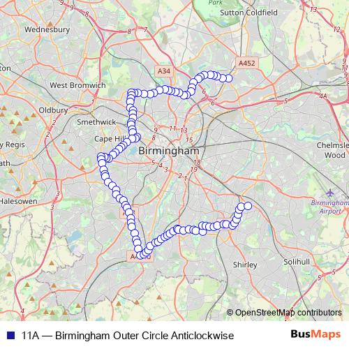 11A bus Line Map